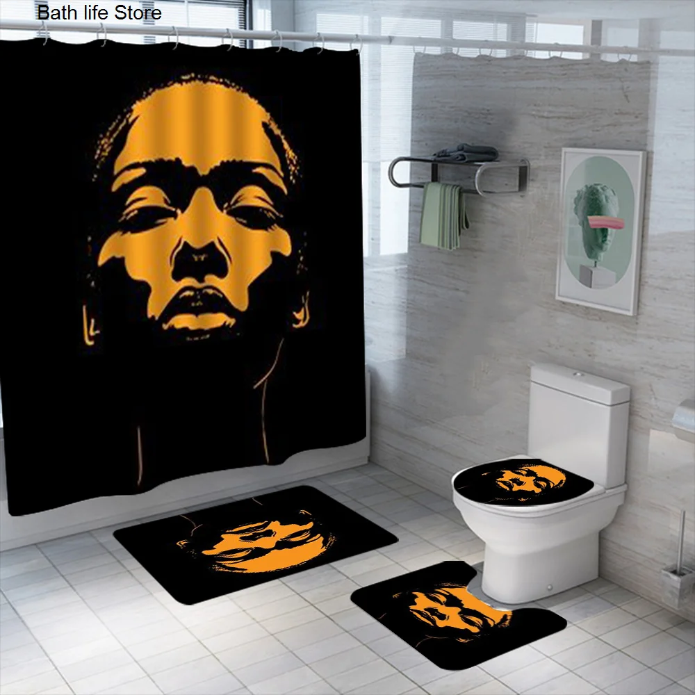 

Занавеска для душа для Африканской женщины, водонепроницаемая моющаяся занавеска для ванной из полиэстера, Противоскользящие коврики, кры...