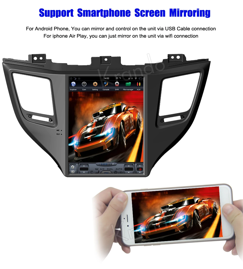 Krando Android 8 1 10 4 &quotTesla вертикальный экран автомобильный аудио радио gps плеер для Hyundai