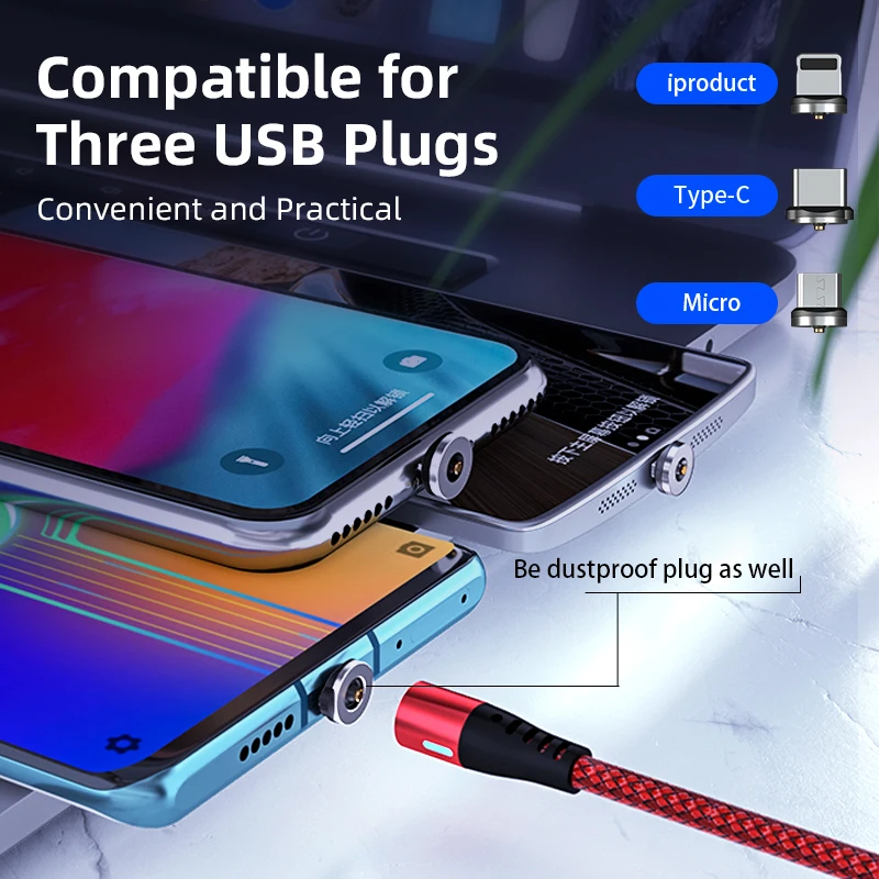 aufu magnetic micro usb type c cable for iphone xiaomi mobile phone fast charging usb cable magnetic charger wire cord samsung free global shipping