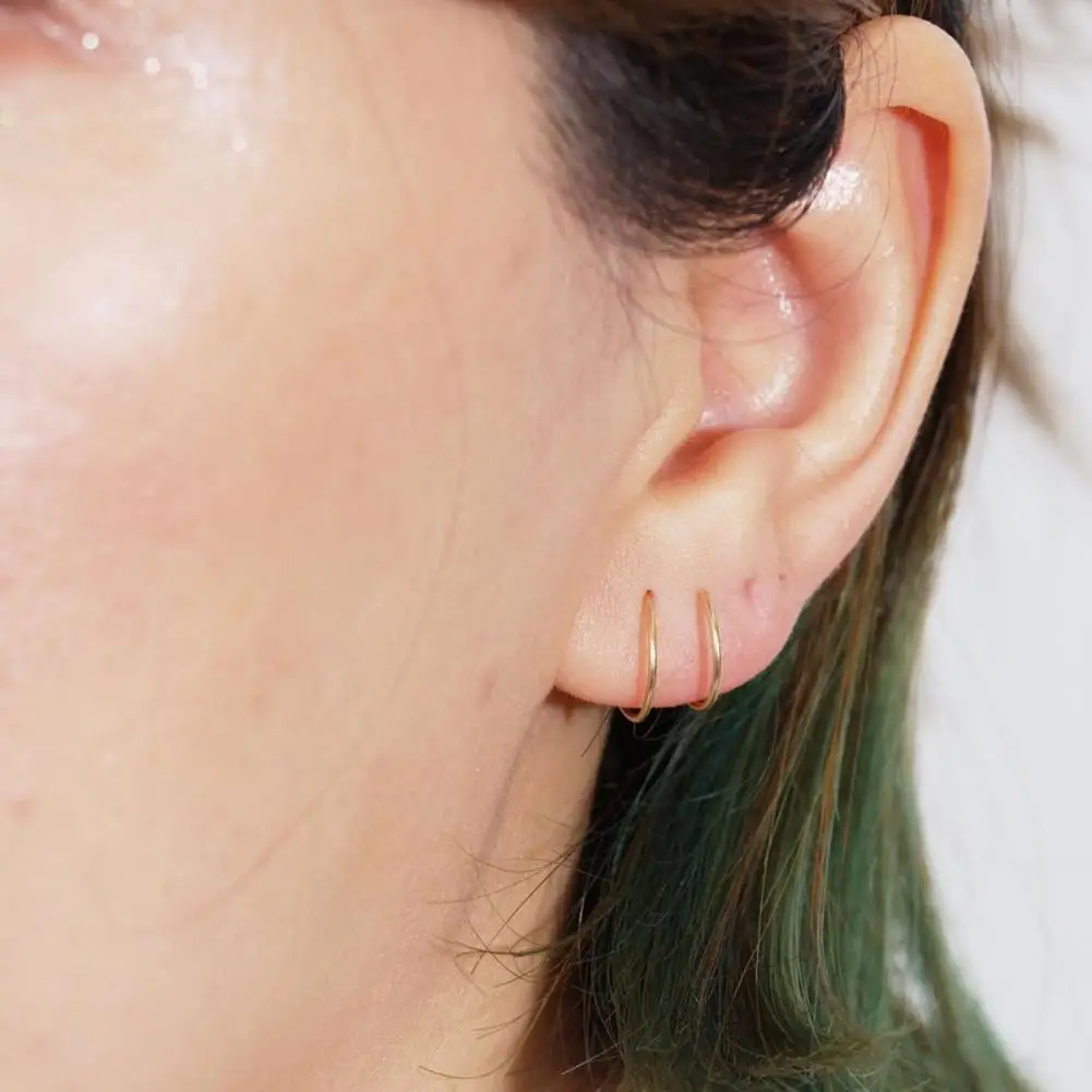 

1 Pair Women Earrings Solid Color Spiral Polished Ear Buckle Rings Piercing Jewelry for Party Hoop Earrings