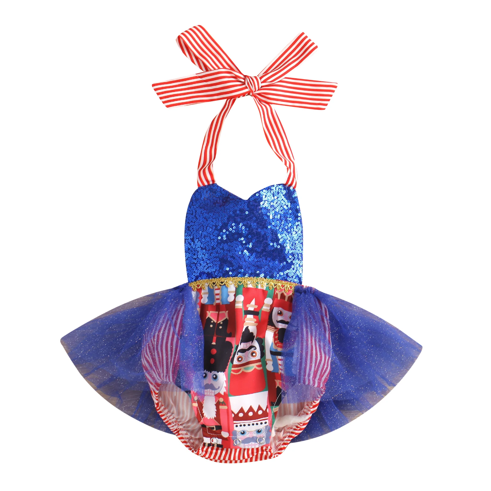 

Комбинезон с лямкой на шее для маленьких девочек, комбинезоны без рукавов, с открытой спиной, боди с блестками и мультяшным принтом