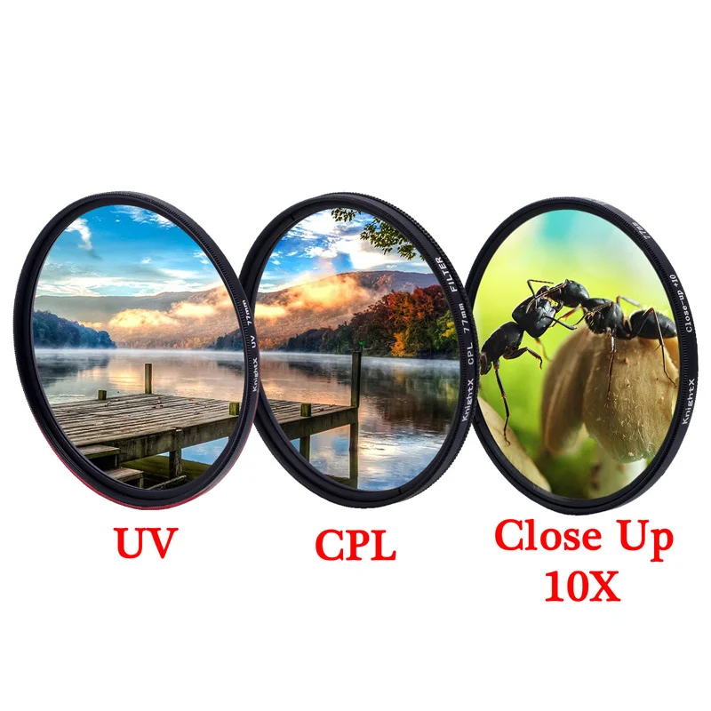

KnightX UV CPL polarizer colse up Macro Camera dslr Lens Filter 49mm 52mm 55mm 58mm 62mm 67mm 72mm 77mm light accessories dslr