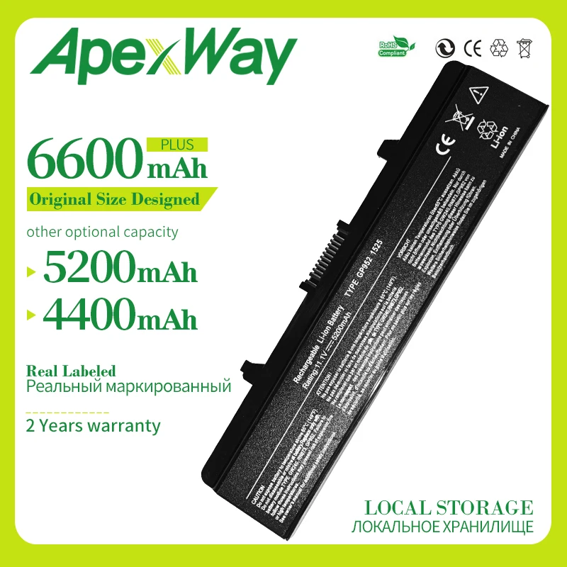 Apexway 11 1 В 6 элементный Аккумулятор для ноутбука Dell Inspiron 1525 1545 1526 1546 Vostro 500 PP29L 0RU573