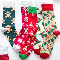 1pair fashion christmas socks women cartoon funny cute winter female hosiery cotton square foot personality socks harajuku