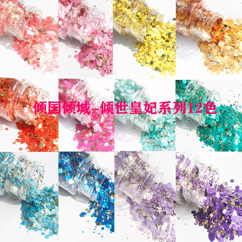 

50g/ bag Matte Mixed Sequin Manicure Epoxy Dazzling Pink Glitter Powder Mixed Powder Multicolored Dot Glitter - Glitter Confetti