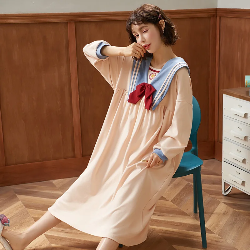 

Home Dressing Gown Female Sleepwear Intimate Lingerie Short Sleeve Nightgown Casual Summer New Cotton Homewear Nightdress