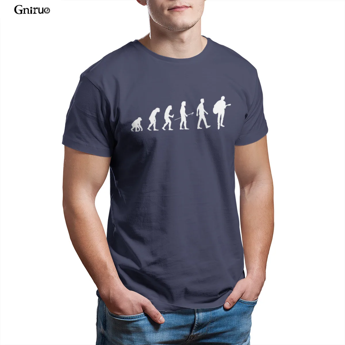 

Wholesale Acoustic Guitar Player Evolution Guitarist Gift Mens Premium T-Shirt Printing Gift Groot Woman Tees 99542