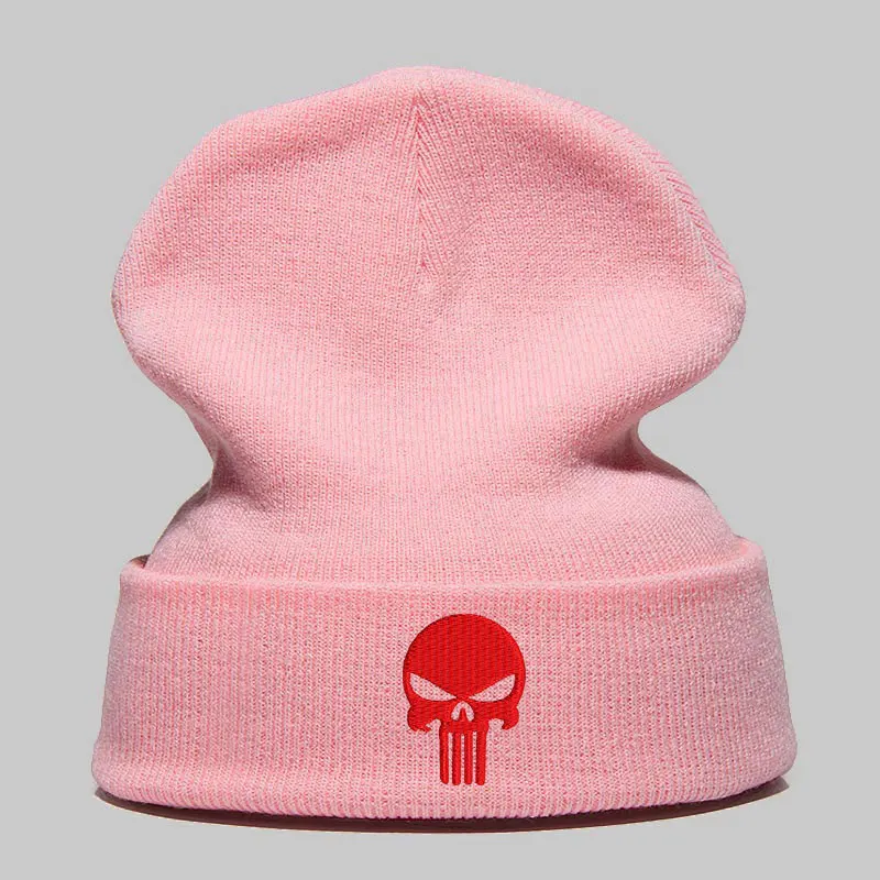 Шапка Skullie, шапка, смутная зима, вышивка, крутой панк, для мужчин, женщин, мальчиков, девочек, подростков, уличный танец, череп, Скелтон, черный, белый, розовый