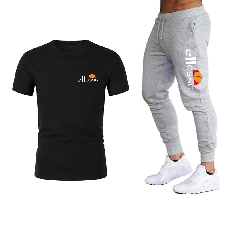 

2021 Spring and Autumn Gym T-shirt Basketball Sportswear Running Training Suit + Sports Pants Hip Hop Pants