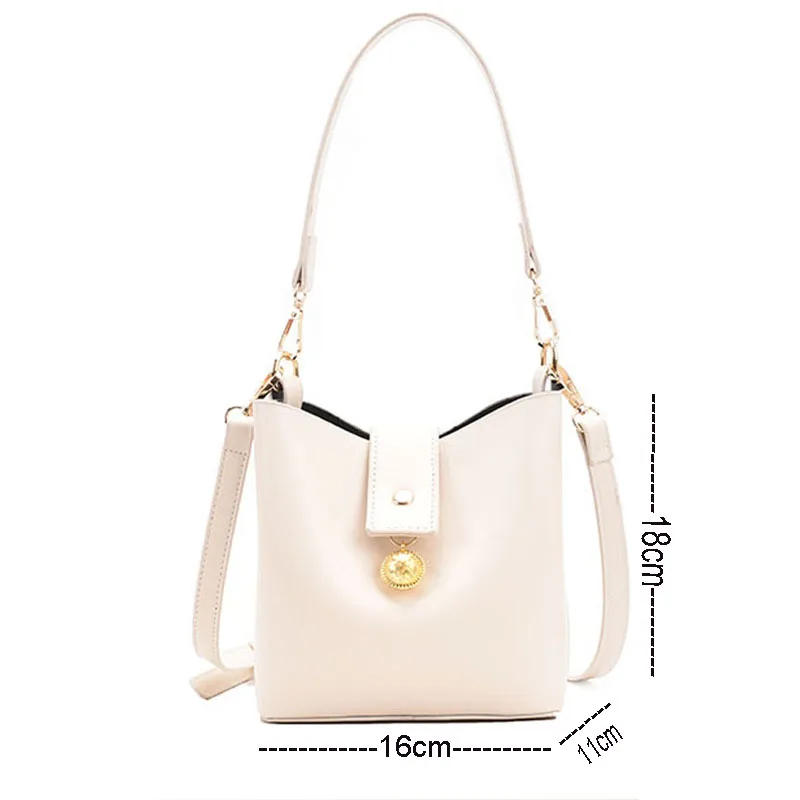 

Brand design luxury bucket bag women PU leather shoulder bag women large capacity messenger bag pure color simple handbag women