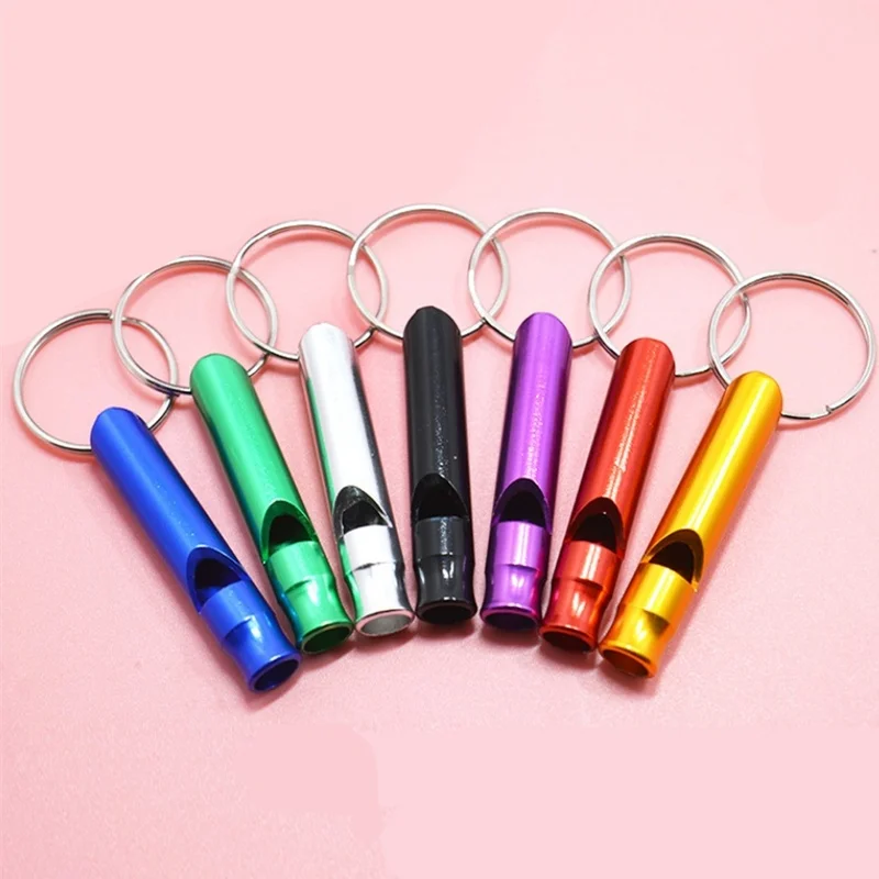

2Pcs/lot Aluminium Alloy Emergency Whistle Survival Whistle with Key Ring Outdoor Sports Training Whistle Handy Gadget