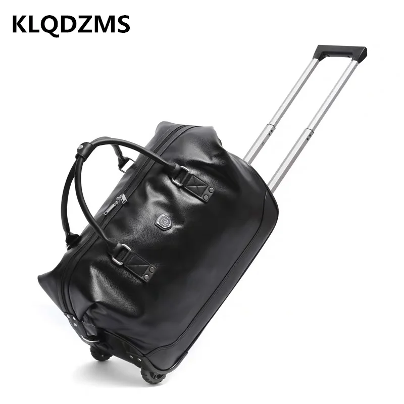 KLQDZMS Men's Suitcase Bag Trolley Luggage Bag PU Woman's  Spinner Rolling Luggage  Lightweight Trolley Travel Bags