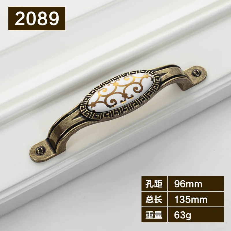 D2 96mm Кухонная дверная фурнитура для шкафа, керамические ручки, антикварная фурнитура для шкафа, ручка для выдвижного ящика, комода, декоративные ручки - Цвет: D2 96mm