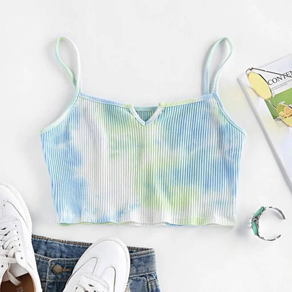 Кроп Топ женский с V образным вырезом пикантная приталенная Майка переходом