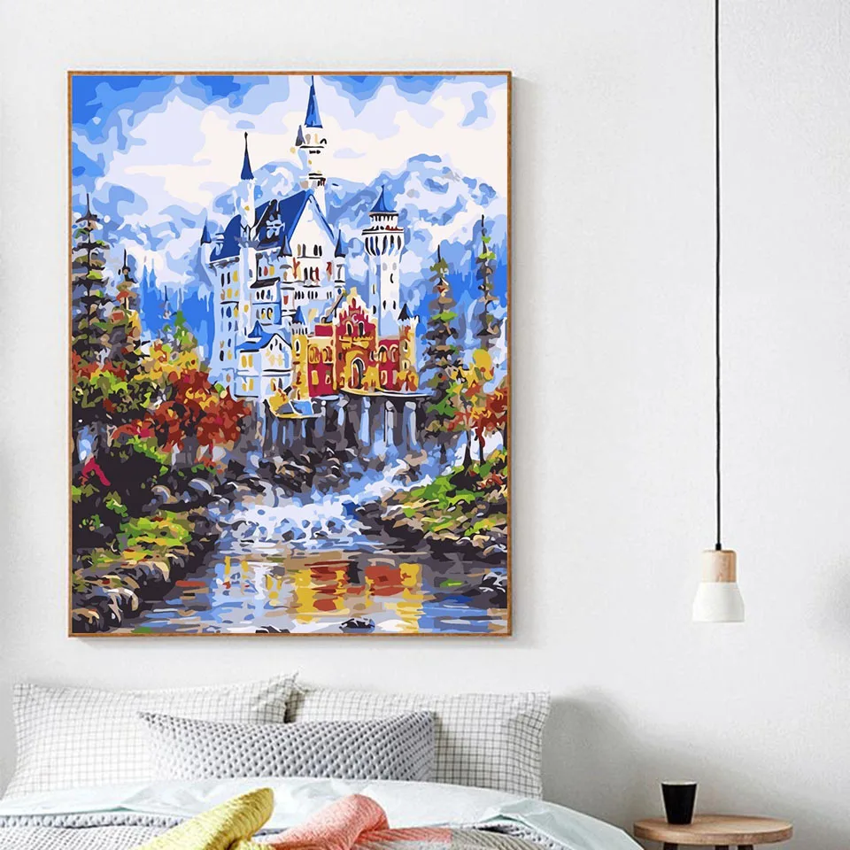 AZQSD безрамный городской пейзаж DIY цифровая картина маслом по номерам Европа