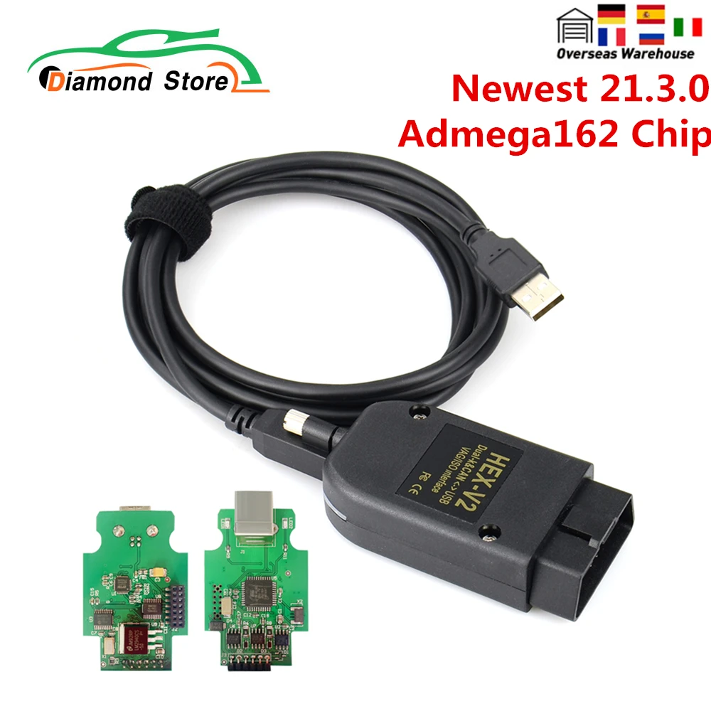 Сканер VAG V21.3 VAGCOM Tool HEX V2 интерфейс для VW AUDI Skoda Seat с чипом ATMEGA162 OBD2 Диагностический