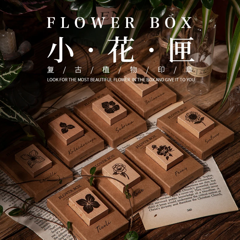 

Vintage Plant Flower Decoration Stamp Wooden Rubber Stamp Scrapbook Stationery DIY Craft Standard Stamp