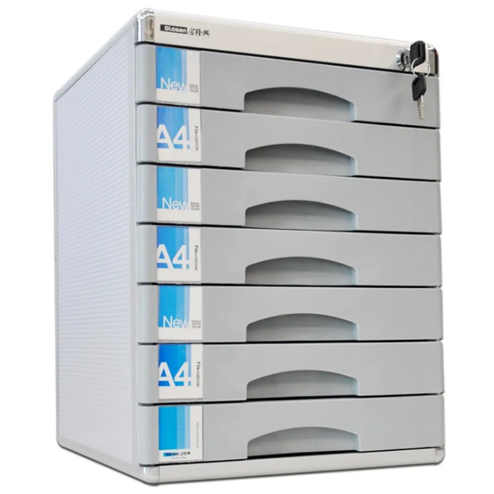 

Filing cabinets 7 layers drawer PC aluminum alloy A4 desk finishing cabinet office stationery file with lock storage box toolbox