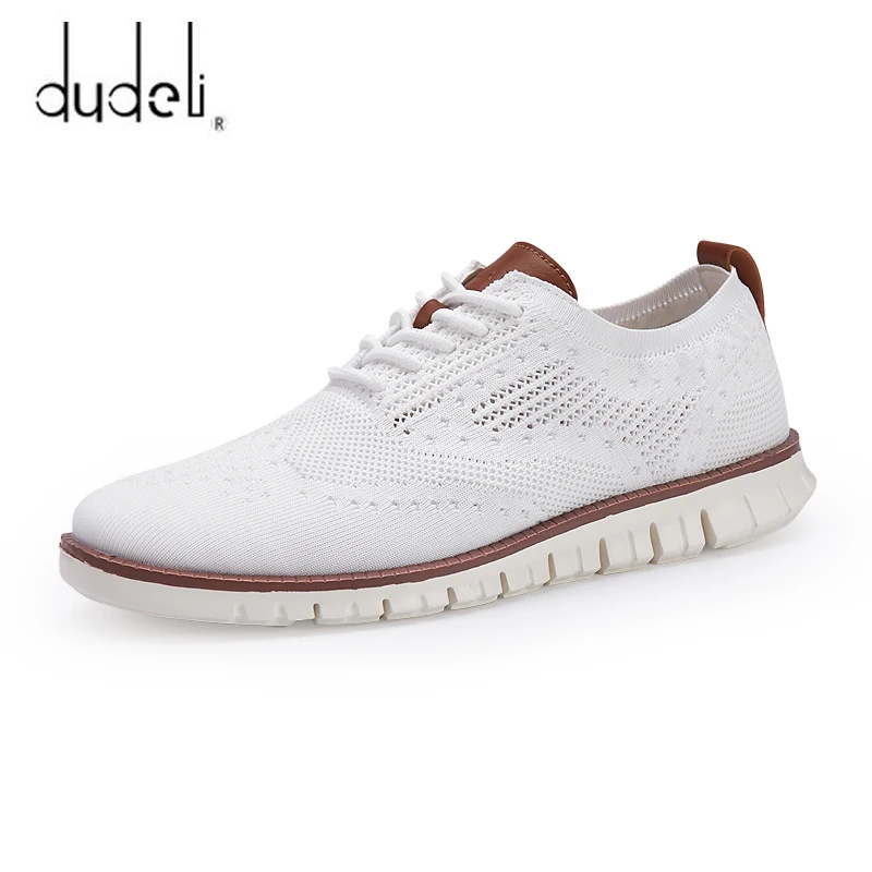 Легкие мужские туфли на шнуровке перфорированная дышащая вязаная сетчатая обувь