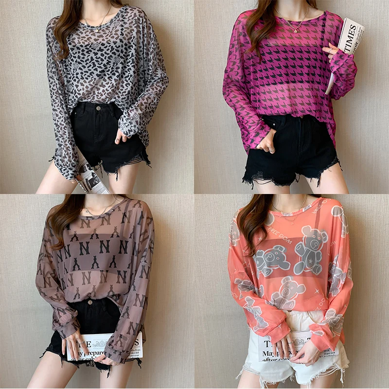 

Oteele Women T-shirt 2021 Summer O-Neck Pattern Printing Loose Tops Casual Comfortable Full Sleeve Polyester Shirts Office Laddy