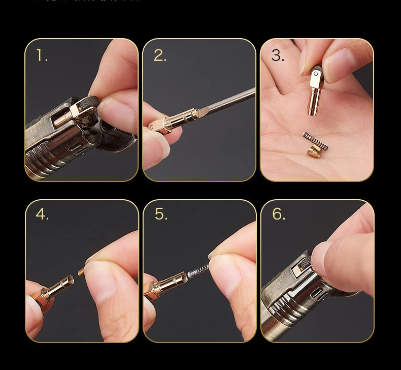 Винтажная цилиндрическая металлическая бензиновая зажигалка наблюдаемая