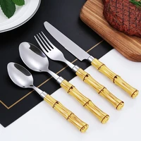 stainless steel knife fork and spoon imitation bamboo joint handle western tableware steak knife fork and spoon gift box set