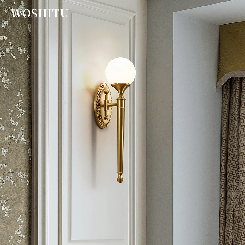 

Nordic Gold Wall Lamp for Living Room Bedroom Classical Style Copper Wall Lights Corridor Sconce Wall Decoration Home Lighting