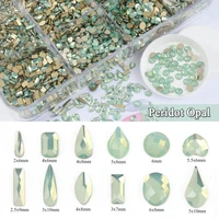 peridot opal mixed shapes flatback crystal nail rhinestone stones for diy 3d nails art decorations