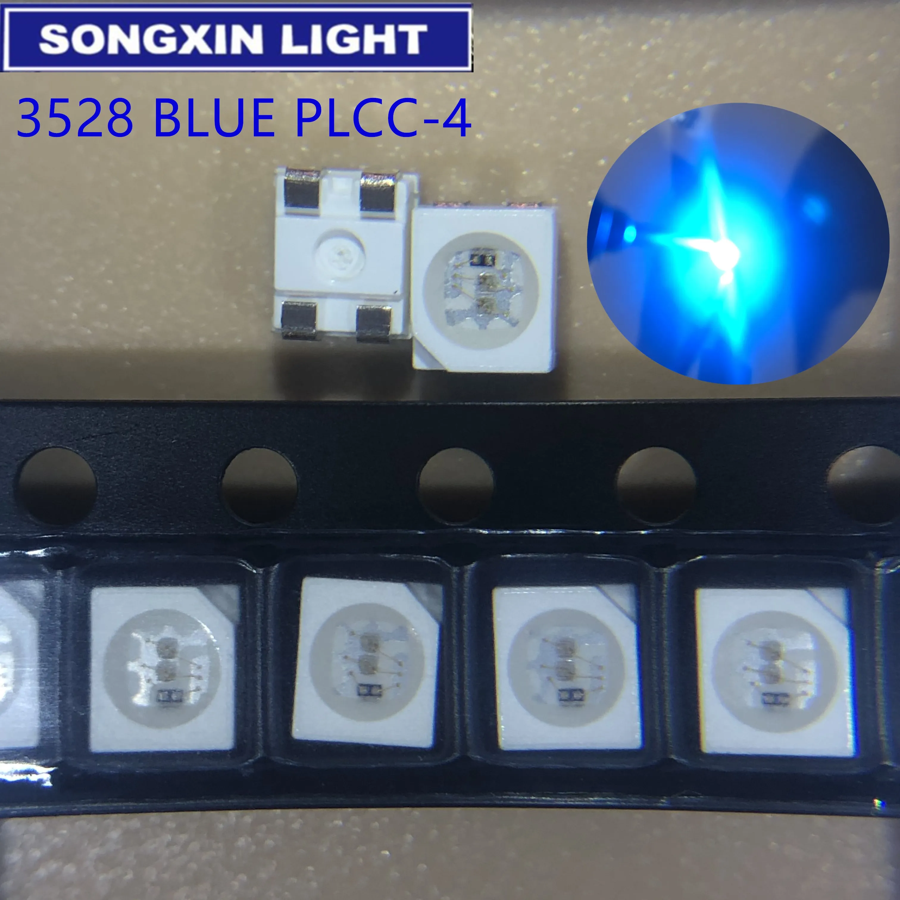 50 шт. 3528 синий PLCC 4 общий супер яркий светодиодный фонарь SMD новое оригинальное