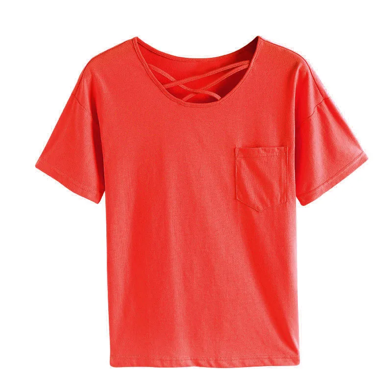 

New High quality classic leisure breathable summer pure hot cotton women's Short Sleeve T-Shirt