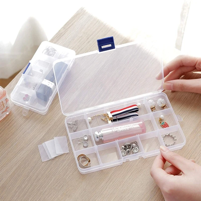 6Pcs Clear Compartment Plastic Organizer Container Box Small Stackable Storage With Adjustable Crafts Accessories | Дом и сад