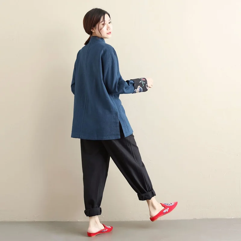

Chinese Style Clothing Women Hanfu 2020 Spring Retro Vintage Shirt Ethnic Tea Zen Blouse Long Sleeve Ladies Chinese Tops