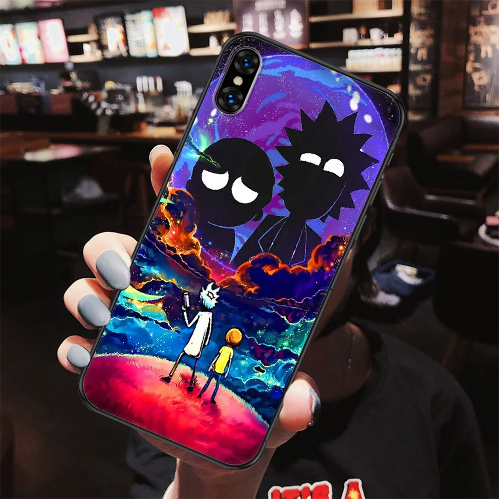 

Cartoon Ricks fashion Morty Phone Case Cover Hull For iphone 5 5s se 2 6 6s 7 8 12 mini plus X XS XR 11 PRO MAX black silicone