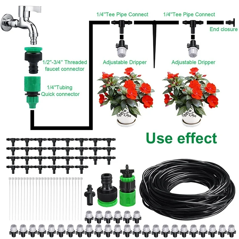 

25M With 30Pcs Dripper Drip Irrigation System Plant Self-Watering Equipment Micro Sprinkler Automatic Watering For Patio Garden