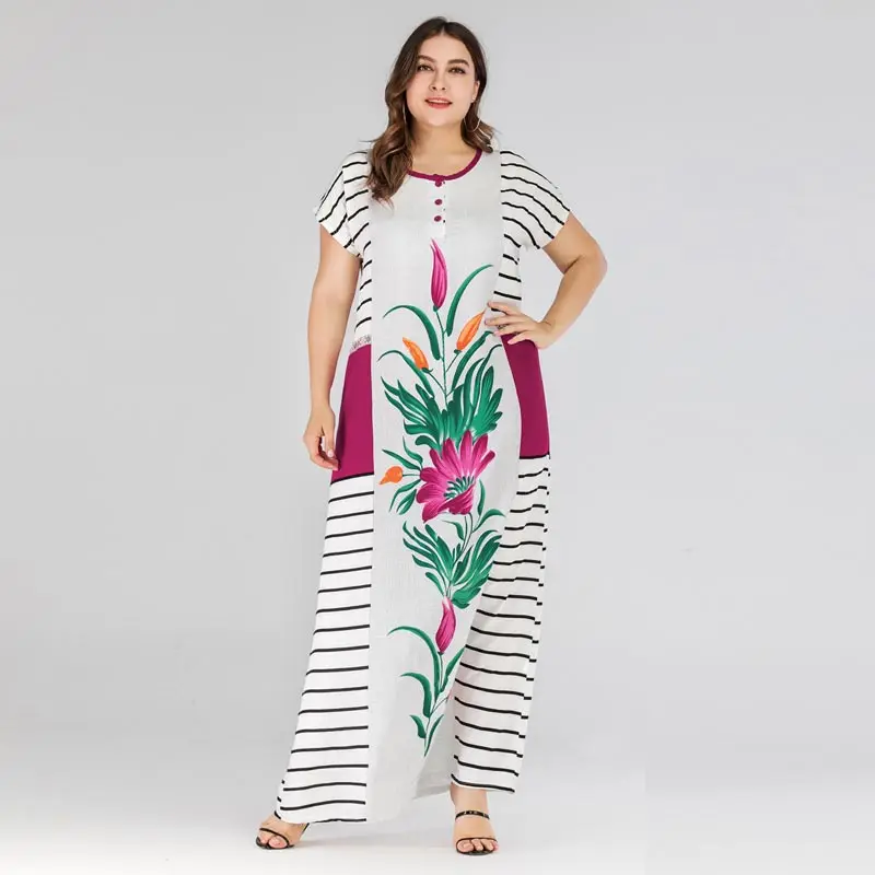 Женское летнее богемное Платье макси с цветочным принтом большие размеры