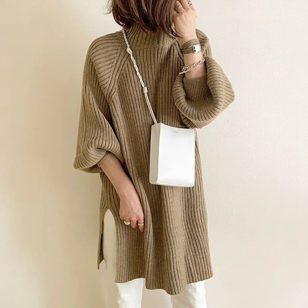 Зимний свитер с высоким воротом Женский Шикарный джемпер Повседневный