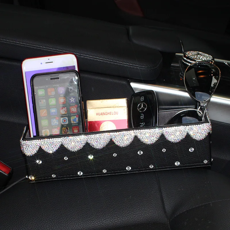 Аксессуары для хранения салона автомобиля Милая блестящая коробка со стразами