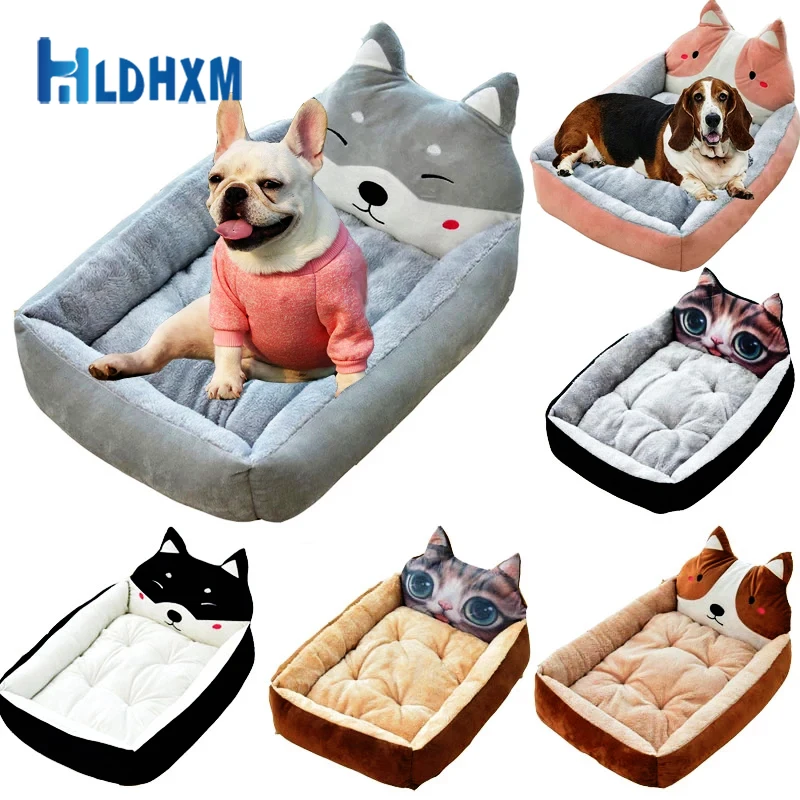 

Корзина для собак Hldhxm, четыре сезона, универсальный плюшевый домик для французского бульдога с ковриком, кровать для маленьких и больших со...