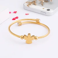 stainless steel angel bracelet for women fashion simple gold cuff party jewelry gifts
