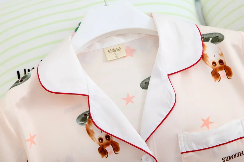 Создание 101 Летний Новый стиль Чистый хлопок дамы кардиган пижамы сладкий с