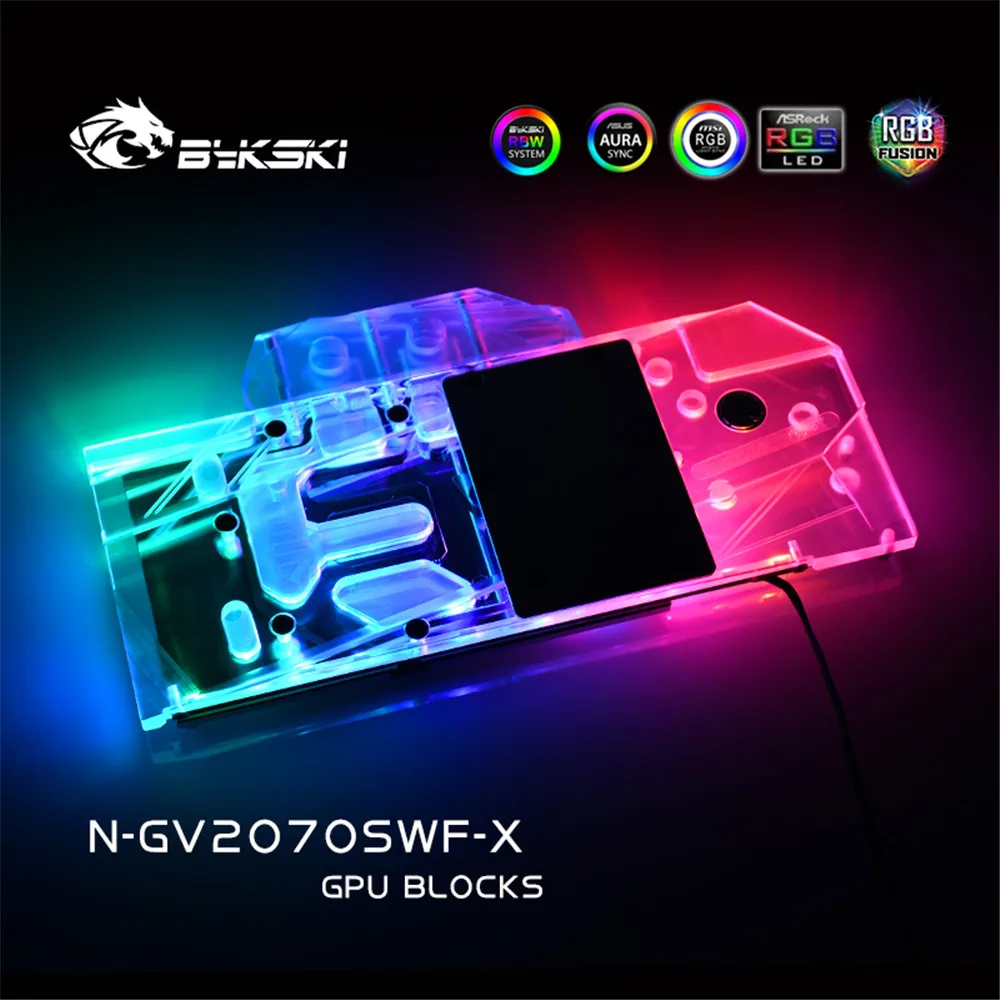 Bykski полный охват RGB / ARGB GPU блок водяного охлаждения для VGA Gigabyte rtx2070 super Windforoce oc 3x8G