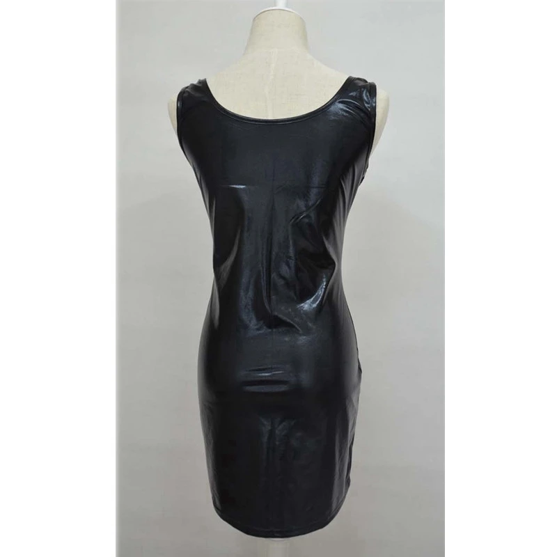 pu faux leather erotic club mini Dress Women wetlook Hot Sexy latex clubwear pvc Lingerie Catsuit shiny dress Pole costumes xxxl | Женская