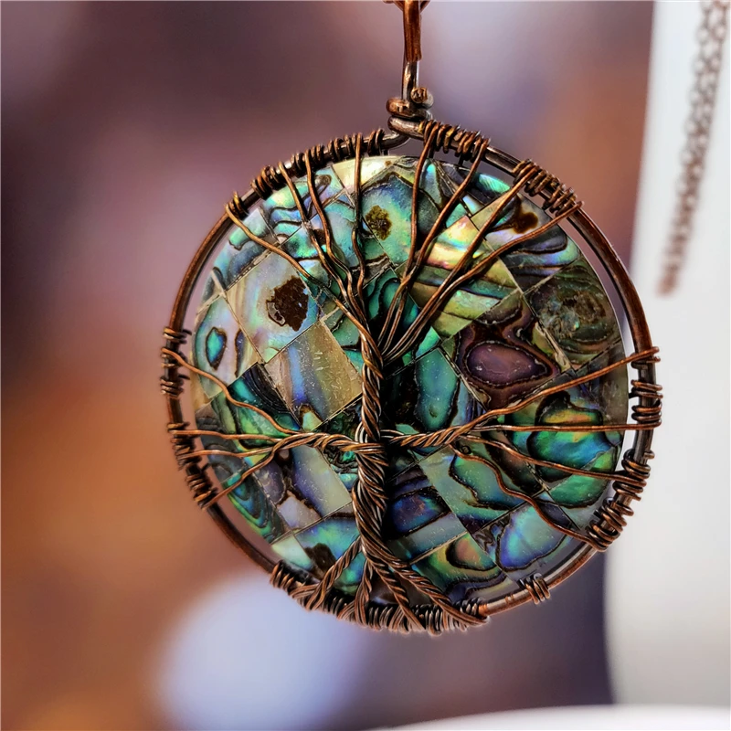 В винтажном стиле Модельные натуральным кулон в виде раковины абалона ожерелье