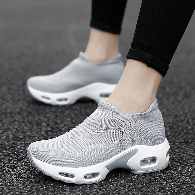 Модные женские повседневные летающие тканые туфли носки 7 цветов женская обувь с