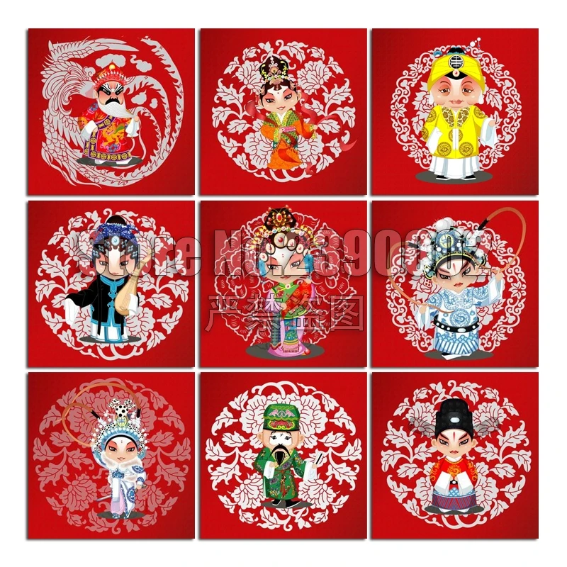 

Beijing Opera Cartoon 5d DIY Diamond Paintings Stitch Set Home Decoration Full Rhinestone Embroidery Christmas Gift Cross Stitch