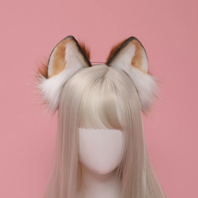 

Женский плюшевый головной убор с ушками животных, пушистая повязка на голову в стиле «лолита», аксессуары для косплея на Хэллоуин и Рождест...