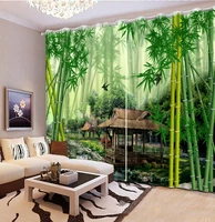 home bedroom decoration custom curtain 3d curtains bamboo park pavilion scenery blackout shade window curtains