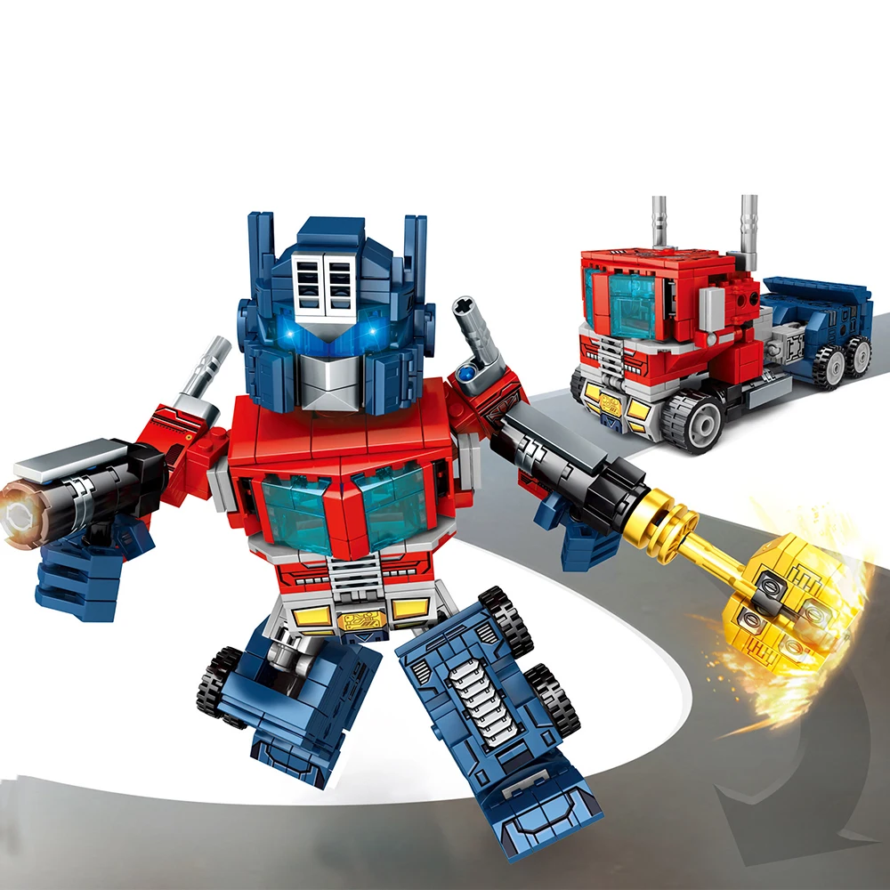 Машина трансформер суперробот грузовик прицеп звуковая волна строительный блок