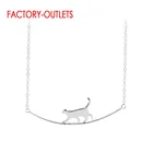 С милым маленьким котенком ожерелье с подвеской для женщин 925 стерлингового серебра ювелирные изделия новый режим ожерелье ювелирные изделия для наряд для девочки на Рождество