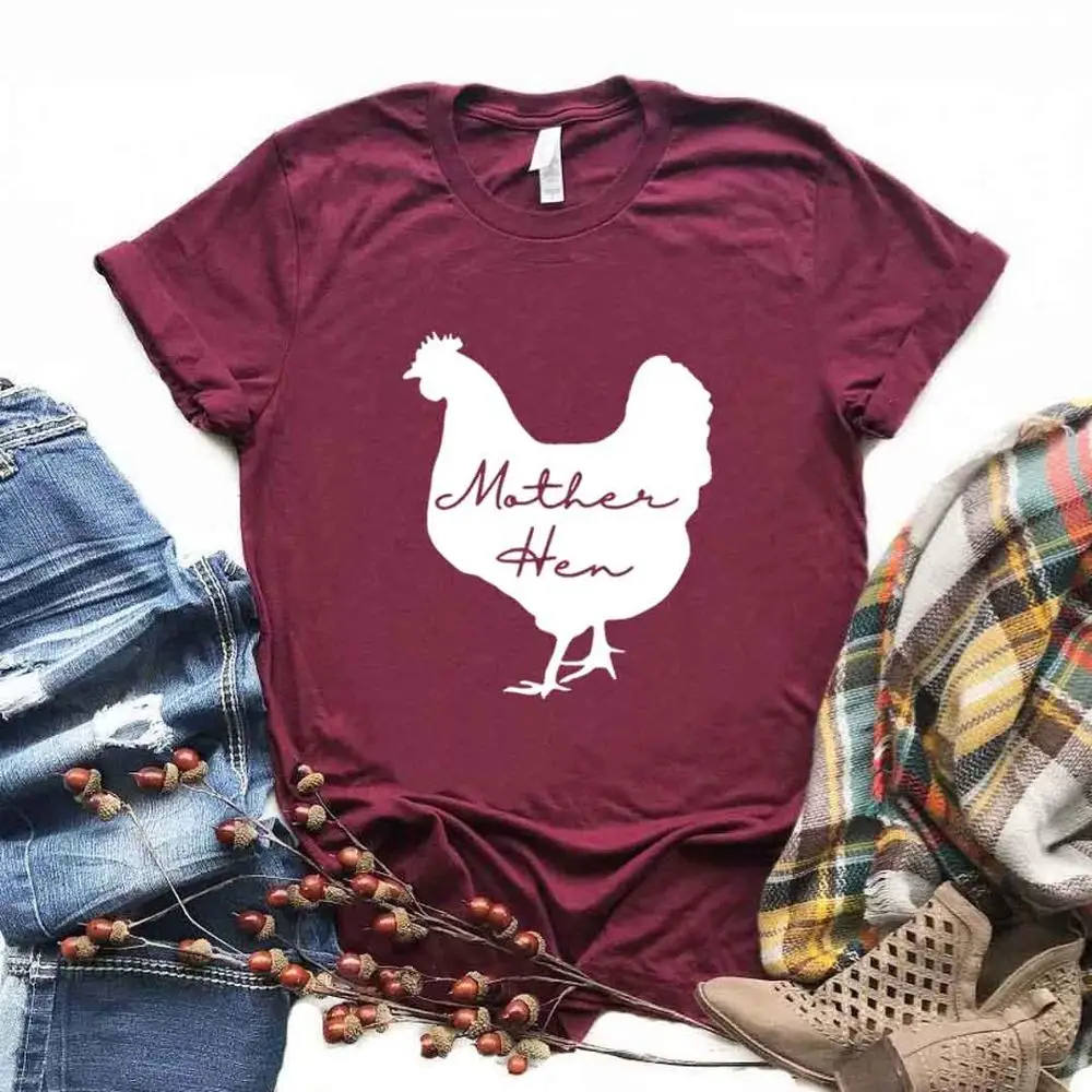 Мать курица печати для женщин футболки хлопок повседневное забавная Футболка